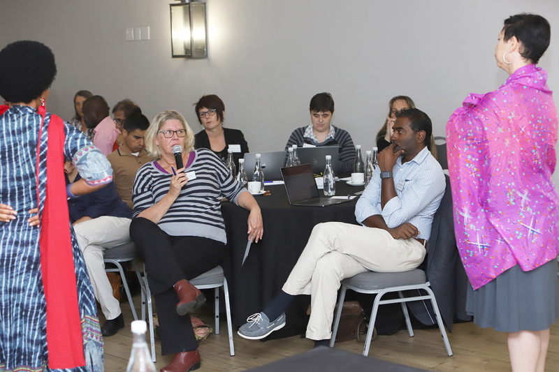 Prof Janet Hapgood, head of the Molecular and Cell Biology department, addresses VC Prof Mamokgethi Phakeng (left) and Deputy VC Prof Loretta Feris (right) during the HoD’s workshop this week.