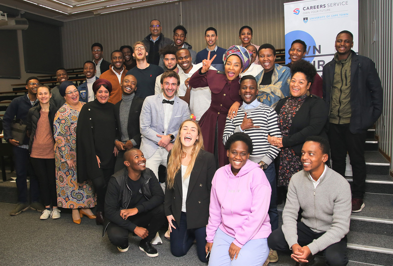 VC Prof Mamokgethi Phakeng celebrates with UCT’s young entrepreneurs following the internal leg of the Entrepreneurship Intervarsity competition.  