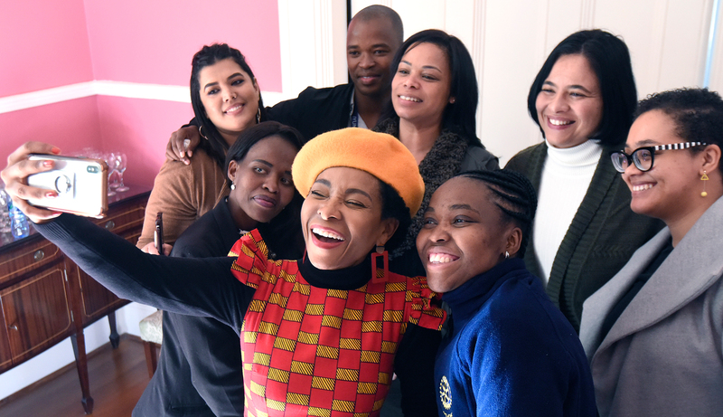 New staff members jumped at the opportunity to take the signature selfie with VC Prof Mamokgethi Phakeng.