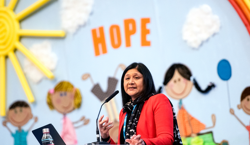 Prof Shanaaz Mathews, director of UCT’s Children’s Institute, delivers the keynote address at The Africa Regional Child Trauma Conference 2019.