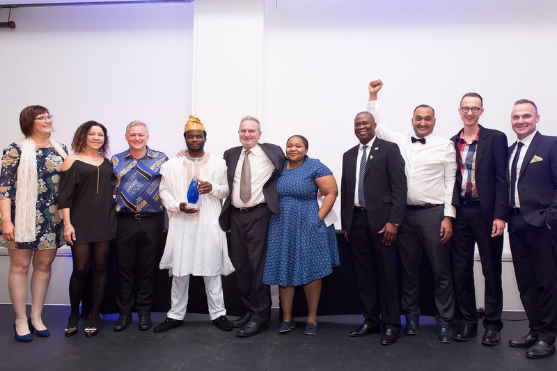 The RC&I team (from left): SARIMA president, Ms Ela Romanoswska; Lucinda Rooza; Andrew Bailey; Wasiu Afolabi; Piet Barnard; Tshepi Khahlu; director general of the Department of Science and Innovation, Dr Phil Mjwara; Saberi Marais; Philip Hoekstra and Francois Oosthuizen.