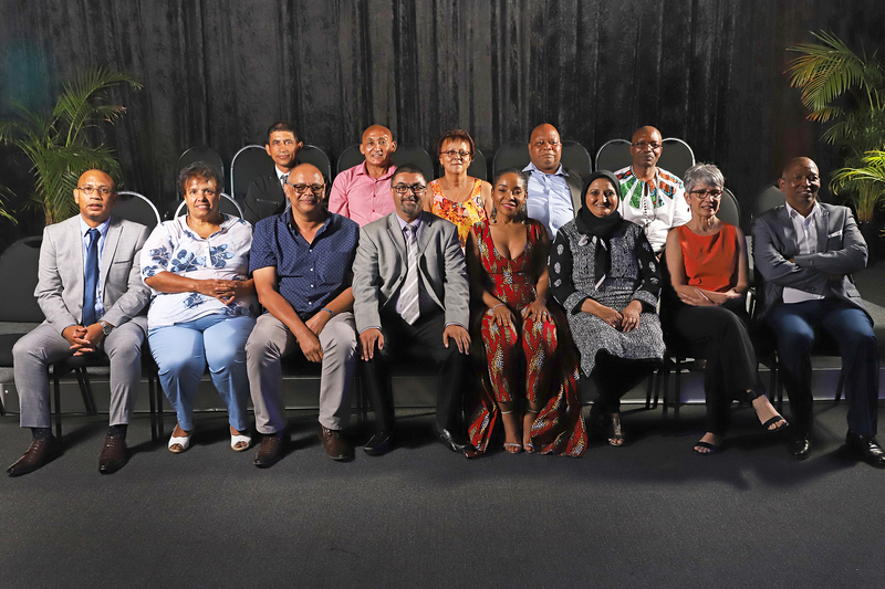 VC Prof Mamokgethi Phakeng and COO Dr Reno Morar with some of the recipients of the Long Service Awards. <b>Photo</b>&nbsp;Michael Hammond.