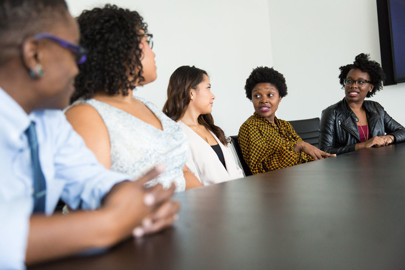 The Think Spaces will run throughout the year and will provide a safe space for discussion around issues of transformation, inclusion and diversity. <strong>Photo</strong> <a href="https://www.pexels.com/photo/four-women-and-one-man-sitting-near-table-inside-room-1181736/" target="_blank">Pexels</a>.