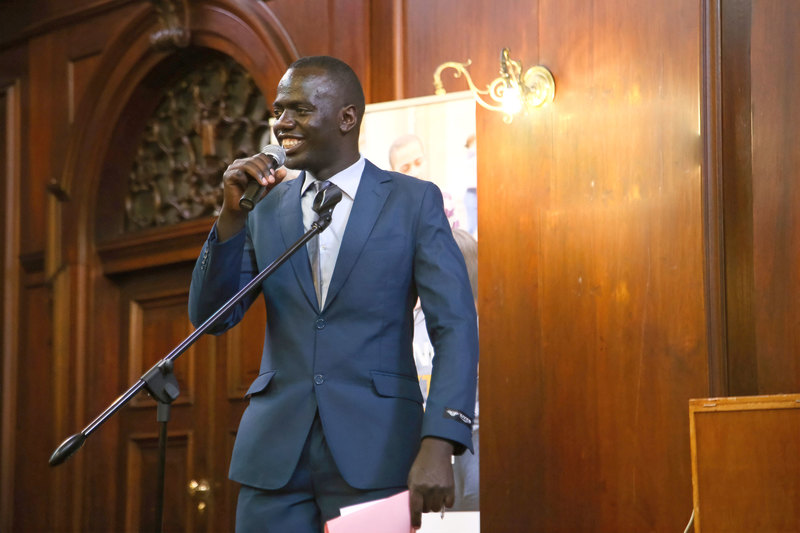 Long-haul journey from Kenya to UCT – BSc graduate in computer engineering (cum laude) Willie Macharia. This photo was taken during a Mastercard Foundation Scholars Program year-end function hosted in Smuts Hall.