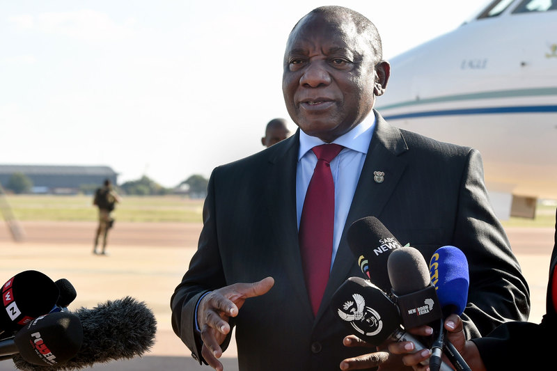 President Cyril Ramaphosa briefing the media about the country’s first case of COVID-19 at Waterkloof Air Force Base in Pretoria.