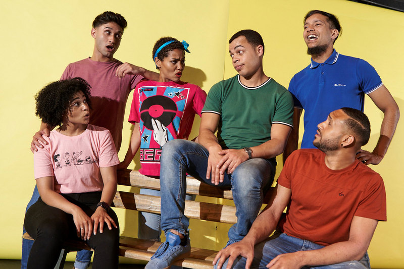 The cast of “Living Coloured” – (back row, from left) Anzio September, Crystal Finck, Eldon van der Merwe, Tashreeq de Villiers, (front, from left) Alexis Petersen, Yvan Potts.