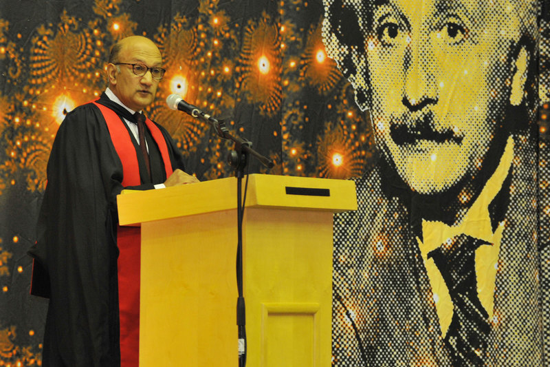 Emer Prof Daya Reddy was awarded an honorary Doctor of Science from Stellenbosch University on 1 April 2021. (This picture was taken at a past African Institute for Mathematical Sciences prizegiving.)