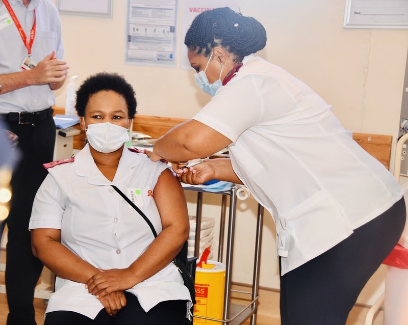 Nurse Zoliswa Gidi-Dyosi was the first healthcare worker in South Africa to receive the vaccine.