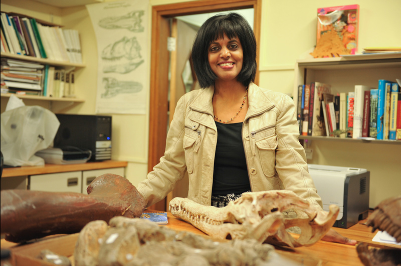 Prof Anusuya Chinsamy-Turan, palaeobiologist and dinosaur-bone expert, spoke at a popular talk, ‘Dinosaurs of Africa’, during National Science Week. <b>Photo</b> Supplied.