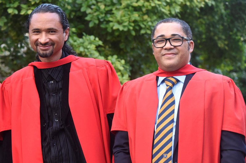 UCT’s Prof Adam Haupt and UWC’s Assoc Prof Quentin Williams at Haupt’s inaugural lecture in 2019. <b>Photo</b> Brenton Geach.