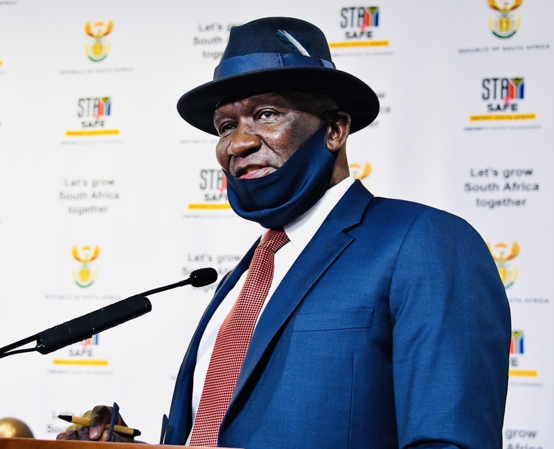 South African police minister Bheki Cele presents the quarterly crime statistics.