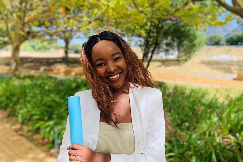 Civil engineering master’s candidate Hlumelo Marepula has won an award for her research on recovering and purifying urea from human urine. She will graduate in December 2021. <b>Photo</b> Supplied.