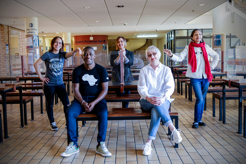 The Centre for Extra-Mural Studies team (from left, back) Bronwyn Geldenhuys, Dr Arlene Bowers and Zuleiga Adam. (Front)&nbsp;Fezile Kama and Dr Medee Rall.