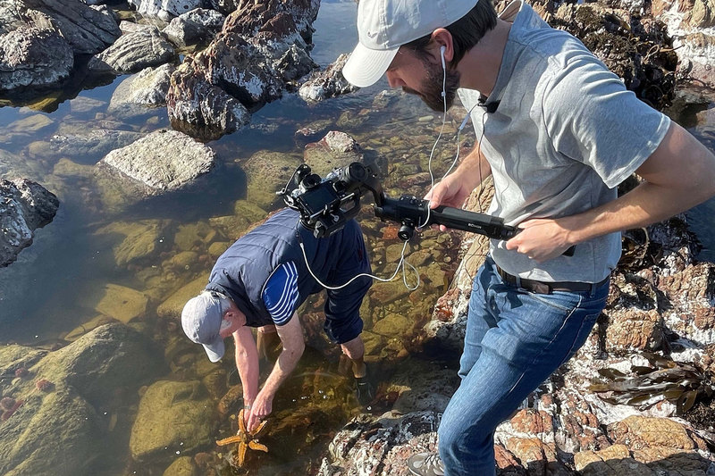 Take one: Emer Prof Charles Griffiths introduces the local marine life to audiences in a new series of information-rich but entertaining short videos, “Explore the Shore”, filmed by his son, Matthew. Griffiths. 