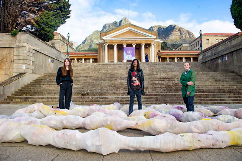 The sculpture intends challenge the university to find ways to improve its recycling system.