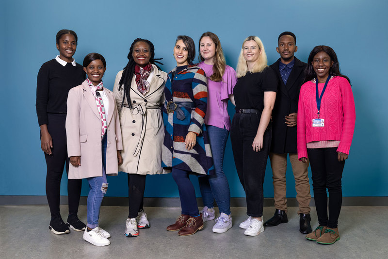 A group of some of the IDM-based emerging researchers who presented their work at the hybrid FameLab heat to a panel of subject-expert judges. 