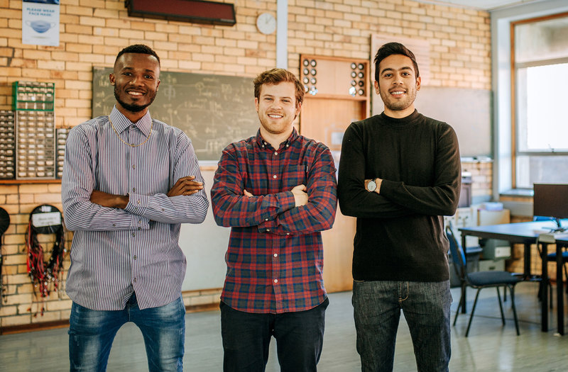 CirKit creators: The winning NextGen Engineers trio (from left) Sampson Nwachukwu, Kai Goodall and Pitambar Jankee. All are postgraduate students in the Department of Electrical Engineering. 