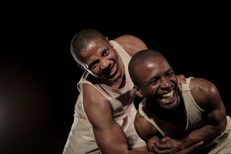 Buhle Qinga and Sivuyile Dunjwa in “Four Fathers: Bananas for the Baboons”.