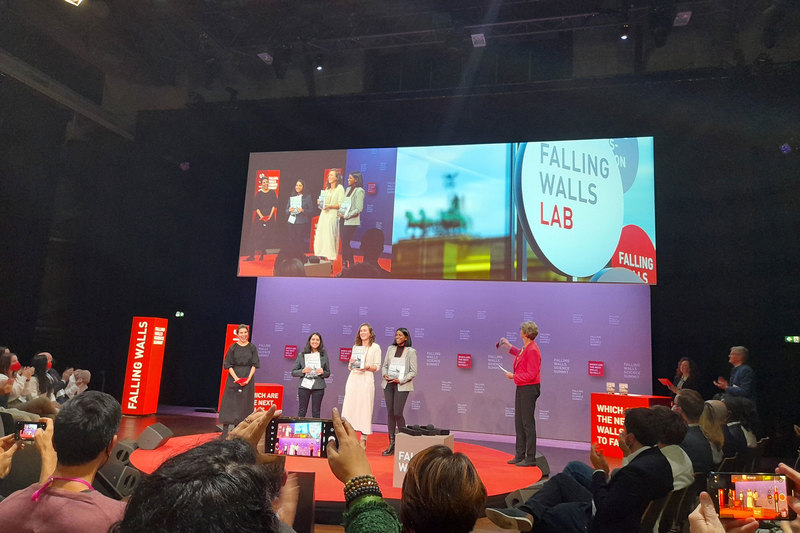 Emma Horn (third from left) at the presentation to the winners of the world Falling Walls Lab competition in Berlin.