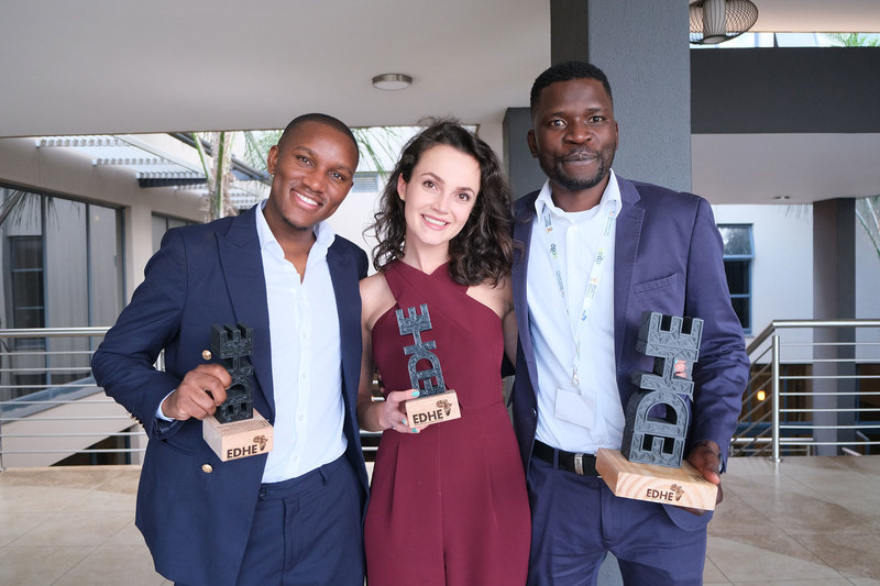UCT’s student entrepreneurs pulled out all the stops during the final round of the Entrepreneurship Intervarsity Competition last week. Pictured here from left to right are Asonele Gevenga, Nicoline Kriek and Matimba Mabonda.