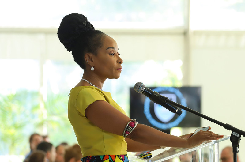 UCT VC Prof Mamokgethi Phakeng delivered the opening address at the sixth annual Heads of Mission breakfast hosted at Glenara.