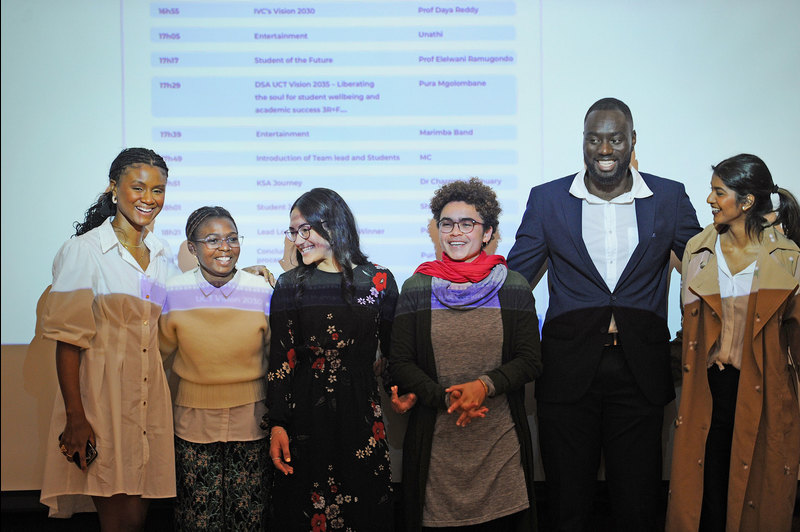 Student leaders involved in the realisation of the Student Leadership Academy (UCT Lead) included (from left) Abicha Tshimala, Joe-Dean Roberts, Sitaarah Cornelius, Lilitha Buti, Shalom Abiodun and Esai Reddy.