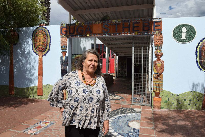 UCT alumnus and architect Carin Smuts outside the Guga S’thebe Arts & Culture Centre, designed by CS Studio Architects in partnership with the KwaLanga community. <b>Photo</b> Nasief Manie.