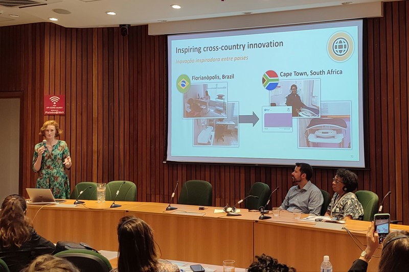 Prof Lara Fairall during a presentation on the South–South partnership between South Africa and Brazil that has sprouted the formation of the UTC. 