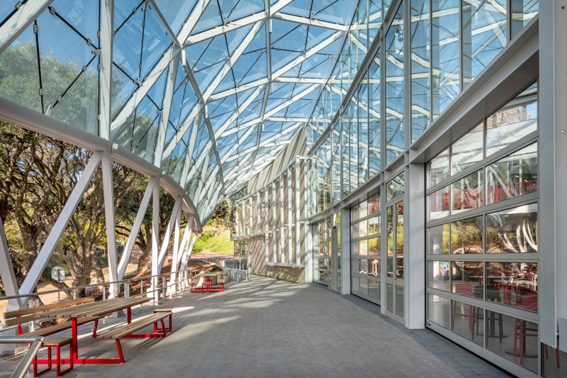 The striking d-school Afrika building is located on UCT’s middle campus. 