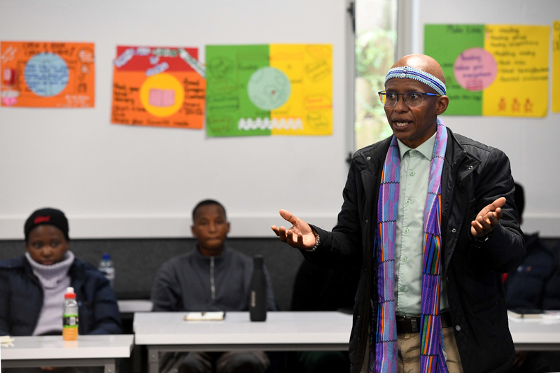 Pura Mgolombane, UCT’s executive director of Student Affairs, addressed students at one of the sessions of the TransGariep Inter-Institutional Student Leadership Programme.