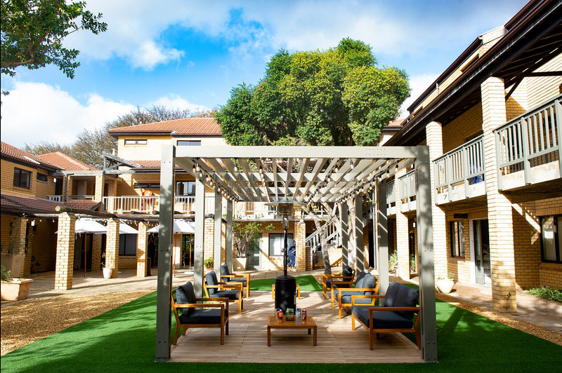 The inviting garden area at All Africa House. <b>Photo</b> Lerato Maduna.