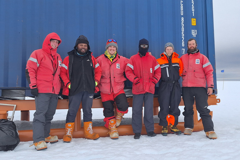 From left to right: Prof Sebastian Skatulla (principal investigator and expedition leader), Kamvelihle Tabata, Richard Ribbans, Chisambo Ng'ambi, Tom Ansley, Hendrik Smith.