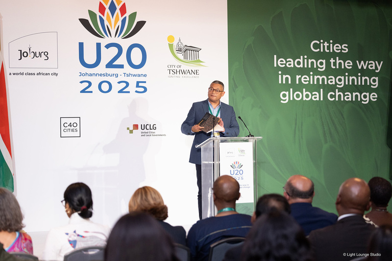 Prof Edgar Pieterse launched the Urban2063 report at the U20Mayoral Summit, Johannesburg. <strong>Photo</strong> Light Lounge Studio.