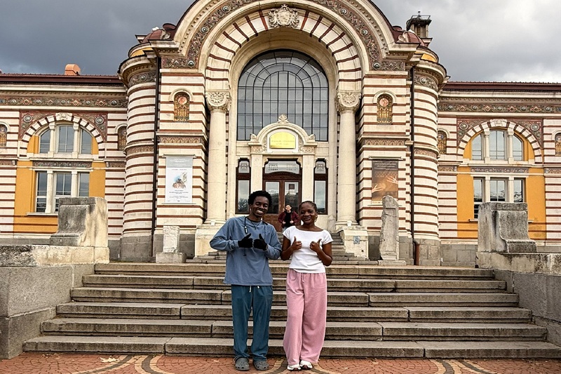 Menzimuhle Ncube and Providence Nhongo during the World Universities Debating Championships in Bulgaria.