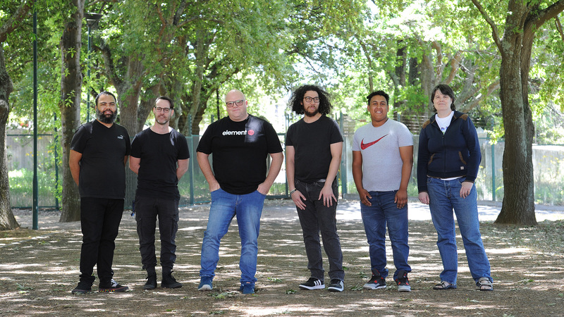 Online Communications team members (from left) Timothy Benjamin, Gareth Dawson, Nico Badenhuizen, Lucre van Breda, Shaqeel Less and Rethea Deetlefs. <b>Photo</b> Lerato Maduna.