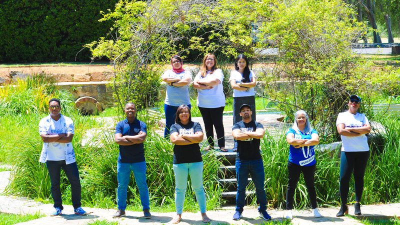 Brand and Stakeholder Relations team: (back row) Aniqah Deers, Colleen Jeftha, Aalieyah Rejaldien, (front row) Aloy Gowne, Bheki Boneni, Nina Taaibosch, Justin Marthinus, Jolene Steenkamp and Khanyisa Lubambo. <b>Photo</b> Lerato Maduna 