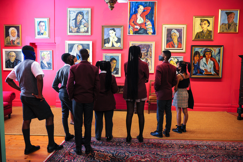 Students from Zonnebloem  and the Peter Clarke Art  Centre attend the mindfullness  workshop with Irma Stern  Museum artist in residence  Arty Patra Ruga.