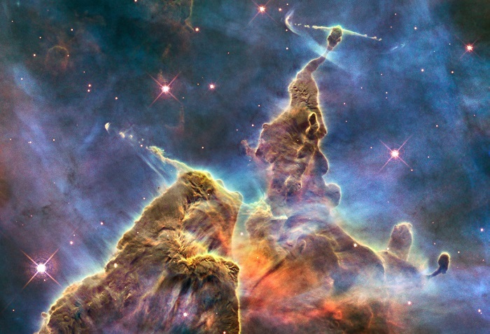 Our solar system was formed from a minor swirling offshoot during a supernova explosion, such as the Carina Nebula.