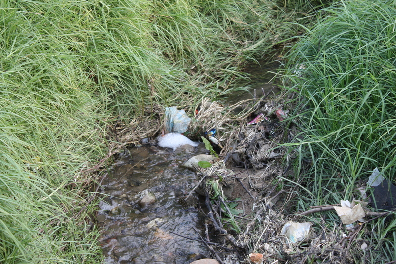 Rubbish and foam in the Stiebeuel River. A new project aims to make this water clean and usable.