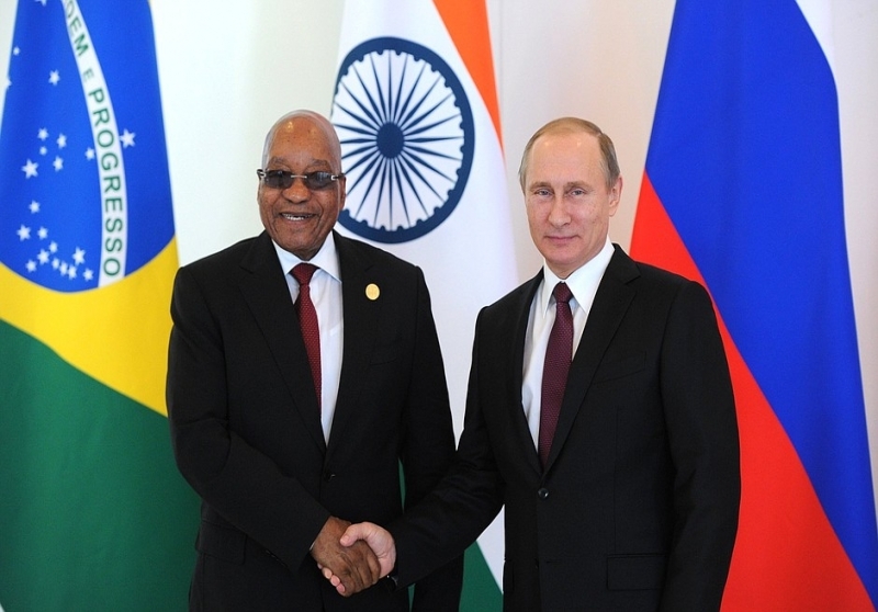 Two BRICS leaders, South Africa's President Jacob Zuma and Russia's President Vladimir Putin.