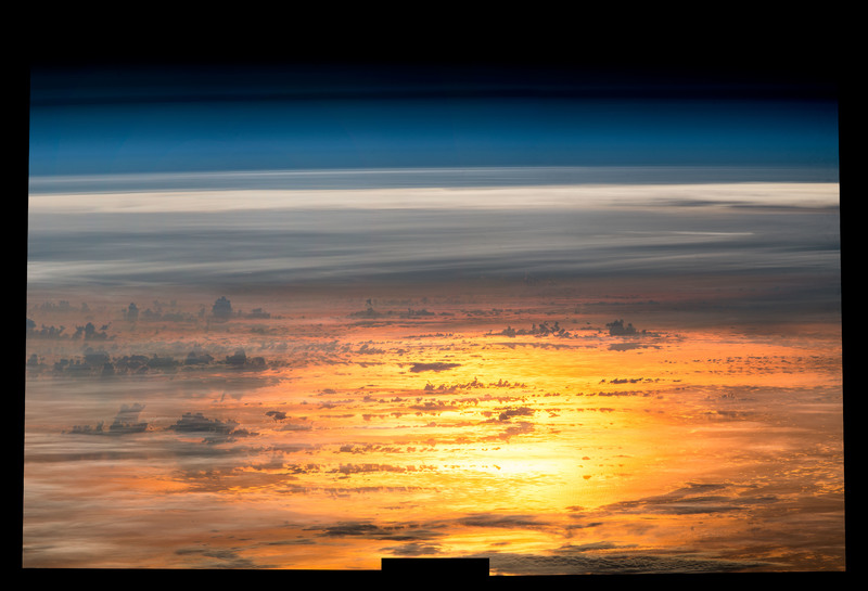 Earth’s ocean and atmosphere – key drivers of our climate – as viewed from the International Space Station. 