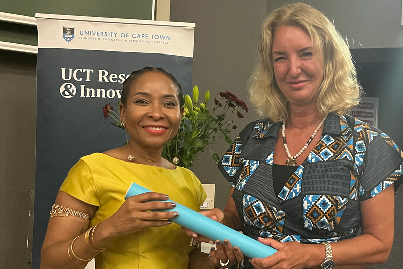 UCT Vice-Chancellor Professor Mamokgethi Phakeng with Professor Karen Sliwa, one of the two 2021 winners of the Alan Pifer award.