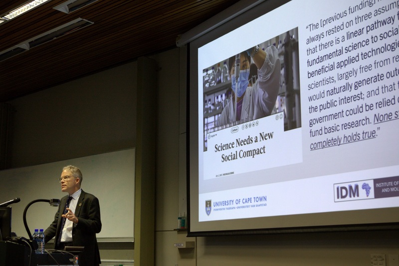IDM director, Prof Digby Warner, gives opening address at the bi-annual H.i.P research day &ndash; a synergetic effort by three Faculty of Health Sciences&rsquo; departments.
