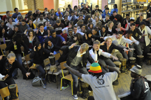 students drumming