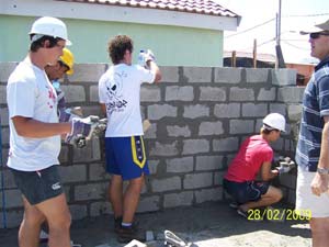 students building