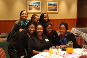 Dora Sithole with students