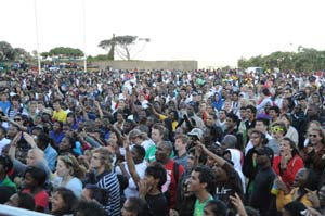 students on the pitch