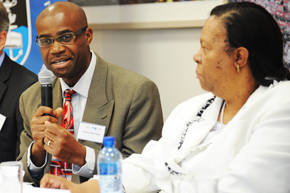 Prof Kelly Chibale (centre), here with Minister Naledi Pandor