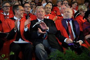 Professor Pierre De Vos (left foreground), Benjamin Rabinowitz and Professor Derek Yellon