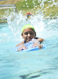Students learn to swim